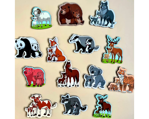 Деревянный пазл  "Мама и малыш" Ubumblebees (ПСД033) PSD033 цветной