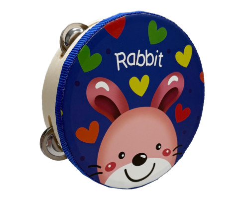 Дерев'яна іграшка Бубен "Зайчик" MD 0367-54 діаметр 15 см