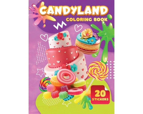 Дитяча розмальовка Candyland А06012506, 20 наліпок А4