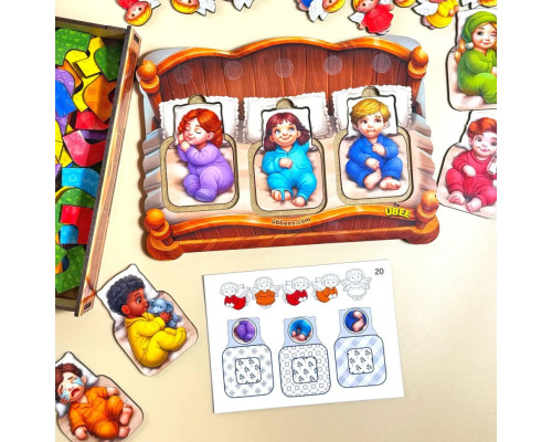 Дидактическая игра для детей "Малыши в кроватке" PSD303 (ПСД303)