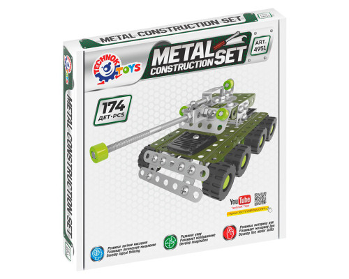 Металевий конструктор Танк ТехноК 4951TXK, 174 деталі