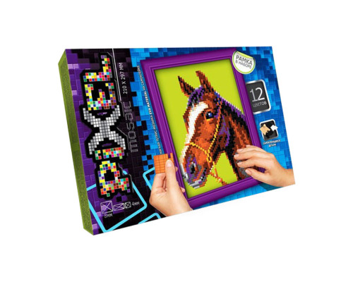 Набір для творчості "Мозаїка Піксель: Кінь" РМ-01-07, 21х29,7 см, рамка в наборі
