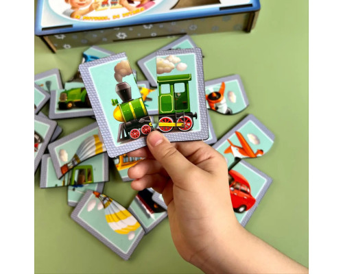 Настольная развивающая игра-пазл "Виды транспорта" Ubumblebees (ПСФ073) PSF073, 12 картинок-половинок