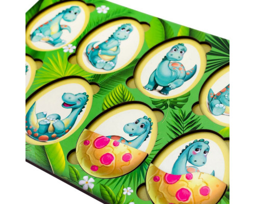 Деревянный пазл-вкладыш "Эмоции Динозавриков" Ubumblebees (ПСД041) PSD041, 8 яиц