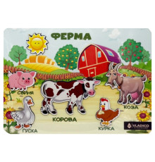 Деревянный пазл-вкладыш "Ферма" 3240-05-010 размер 33х25 см
