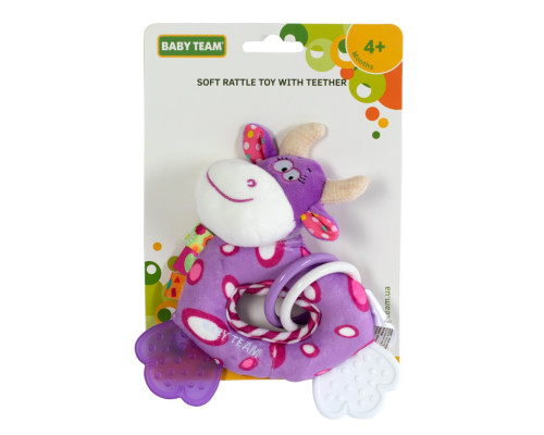 Детская погремушка с прорезывателем "Коровка" 8515_фіолетова_корівка
