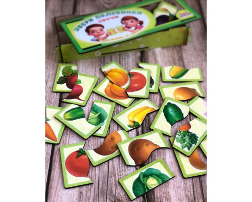 Настольная развивающая игра-пазл "Овощи" Ubumblebees (ПСФ074) PSF074, 12 картинок-половинок