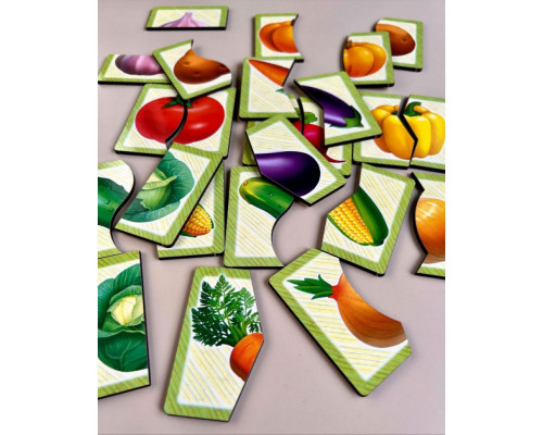 Настольная развивающая игра-пазл "Овощи" Ubumblebees (ПСФ074) PSF074, 12 картинок-половинок
