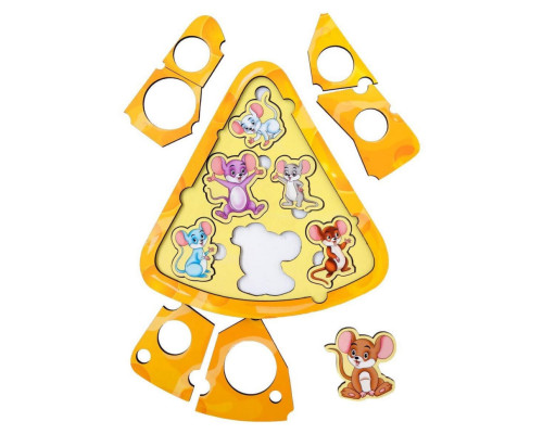 Деревянный пазл-вкладыш "Мышки в сыре" Ubumblebees (ПСД042) PSD042 сортер-головоломка