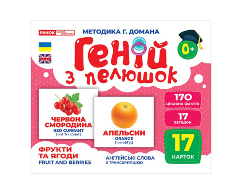 Набор развивающих карточек Гений с пеленок "Фрукты и ягоды" Ранок 10107195У, 17 карточек