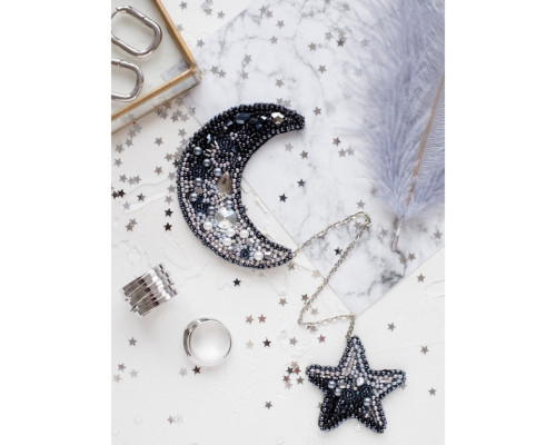 Набор для вышивания бисером украшения "Луна" AD-072 на натуральном холсте