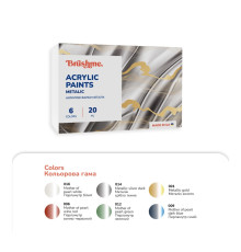 Акриловая краска металлик Набор 3001 Brushme AP3001 6 цветов