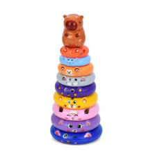 Дитяча розвиваюча іграшка "Пірамідка Капібара" HJ-061, 31 см, 9 кілець