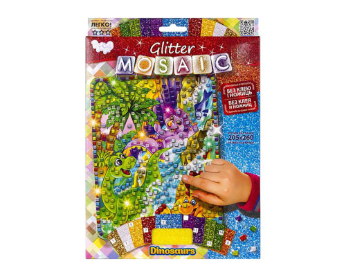 Креативна творчість "Glitter Mosaic Динозаври" БМ-03-09 блискуча мозаїка