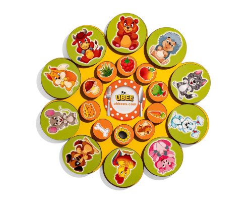 Деревянный детский сортер "Кто что ест" (ПСД276) PSD276 на липучках