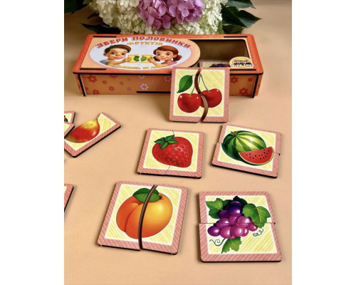 Настольная развивающая игра-пазл "Фрукты" Ubumblebees (ПСФ075) PSF075, 12 картинок-половин