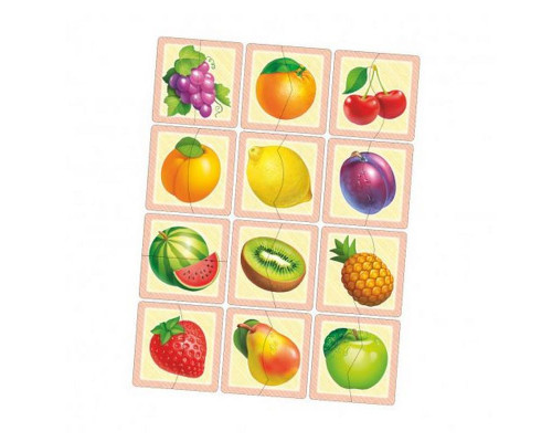 Настольная развивающая игра-пазл "Фрукты" Ubumblebees (ПСФ075) PSF075, 12 картинок-половин