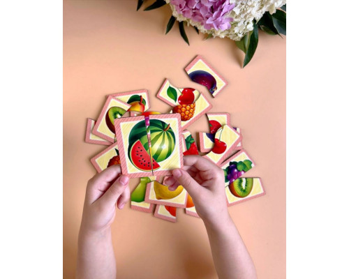 Настольная развивающая игра-пазл "Фрукты" Ubumblebees (ПСФ075) PSF075, 12 картинок-половин