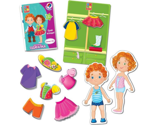 Дитяча гра "Магнітна Одягалка Олівер і Мія" VT3702-12, 2 ляльки, 31 магнітний елемент