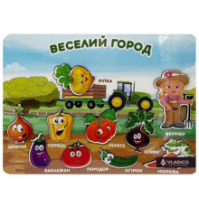 Деревянный пазл-вкладыш "Веселый огород" 3240-05-008 размер 33х25 см