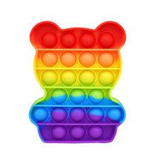 Антистресс-игрушка Мишка SL10 POP IT радужный, 12х9,5х1,3 см