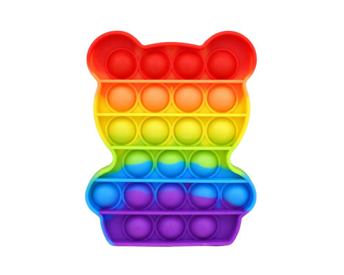 Антистресс-игрушка Мишка SL10 POP IT радужный, 12х9,5х1,3 см