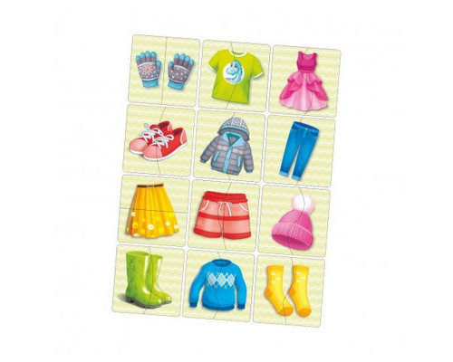 Настольная развивающая игра-пазл "Одежда и обувь" Ubumblebees (ПСФ076) PSF076, 12 картинок-половинок