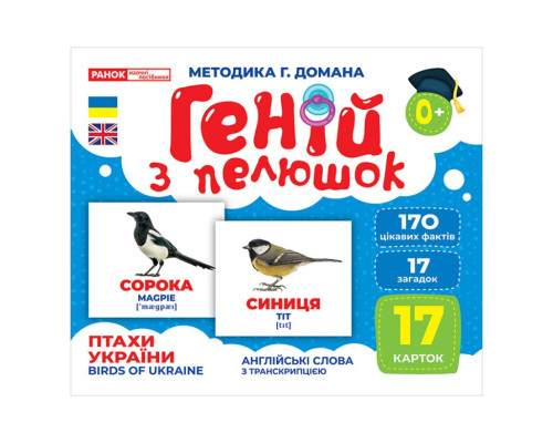 Набор развивающих карточек Гений с пеленок "Птицы Украины" Ранок 10107193У, 17 карточек