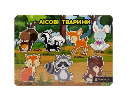 Дерев'яний пазл-вкладиш "Лісові тваринки" 3240-05-002 розмір 33х25 см
