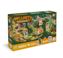Дитячий пазл з дерев'яними фігурками "Хто живе в лісі?" 300608, 16 елементів