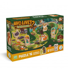 Дитячий пазл з дерев'яними фігурками "Хто живе в лісі?" 300608, 16 елементів
