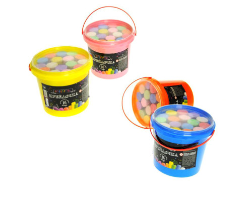 Набір кольорової крейди для асфальту КRD-01-01U у відрі 16 шт