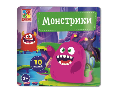 Набір для творчості "Монстрики" VT4206-52, 10 наліпок на планшетці