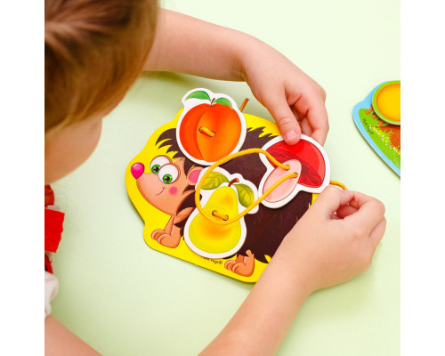 Игра-шнуровка с липучками "Ежик в лесу" Vladi Toys VT1804-45 (укр)
