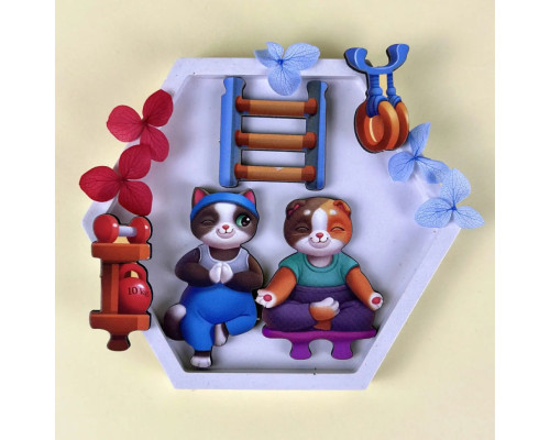 Деревянный пазл-вкладыш "Кошачий летний домик" (ПСД272) PSD272