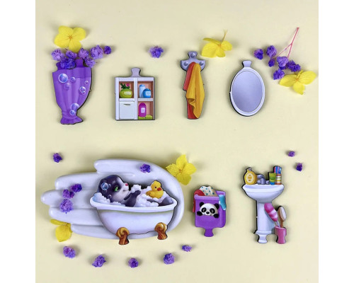 Деревянный пазл-вкладыш "Кошачий летний домик" (ПСД272) PSD272