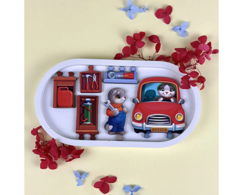 Деревянный пазл-вкладыш "Кошачий летний домик" (ПСД272) PSD272