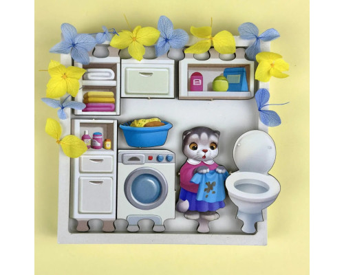 Деревянный пазл-вкладыш "Кошачий летний домик" (ПСД272) PSD272