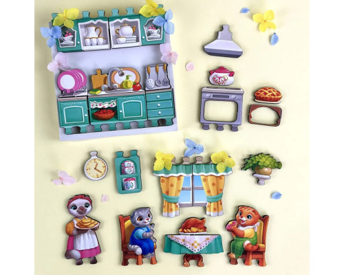 Деревянный пазл-вкладыш "Кошачий летний домик" (ПСД272) PSD272