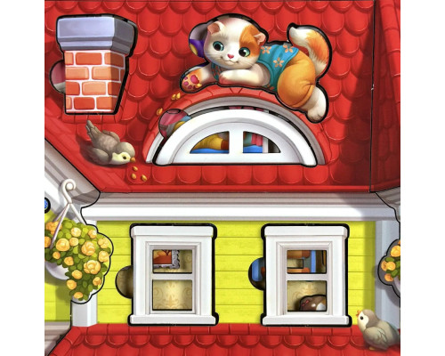 Деревянный пазл-вкладыш "Кошачий летний домик" (ПСД272) PSD272