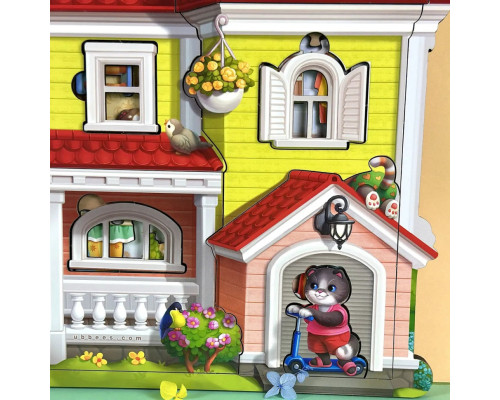 Деревянный пазл-вкладыш "Кошачий летний домик" (ПСД272) PSD272