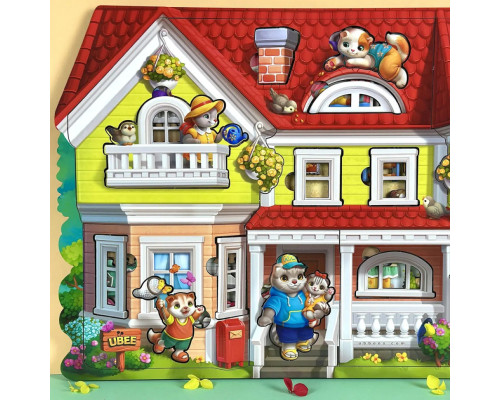 Деревянный пазл-вкладыш "Кошачий летний домик" (ПСД272) PSD272