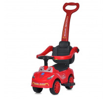 Дитяча каталка-толокар M 5763L-3 червоний, з батьківською ручкою