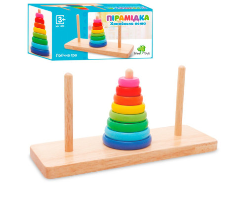 Деревянная игрушка Пирамидка MD 1870, 8 колец
