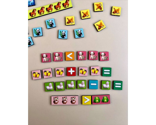 Деревянный пазл-сортер "Математические лестницы: Животные" Ubumblebees (ПСФ079) PSF079