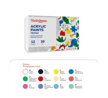 Акриловая текстильная краска Набор 4201 Brushme AP4201, 12 цветов