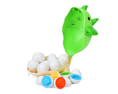 Дитяча каталка на мотузочці "Динозаврик" XQS2087A, яйця-пазли 12 штук