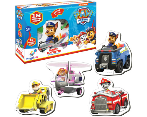 Дитячий набір магнітів Щенячий патруль "Командна робота" Magdum ML4034-32