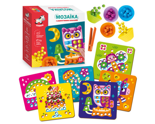 Мозаика с деревянными шариками "Дополни картинку" Vladi Toys ZB2002-08 (укр)