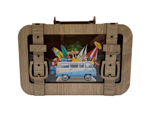 Деревянная копилка чемодан "В путешествие" 3240-15-005 размер 24х17 см